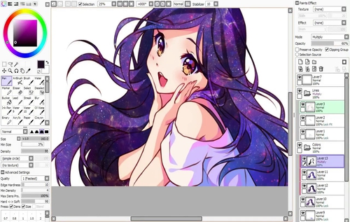紫发美少女的绘画过程