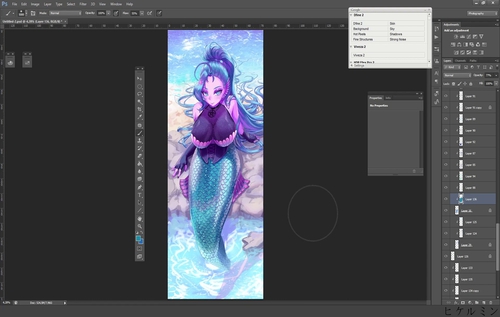紫色人鱼姬绘画过程