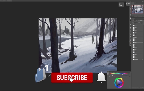 雪地场景上的猎人画画教程